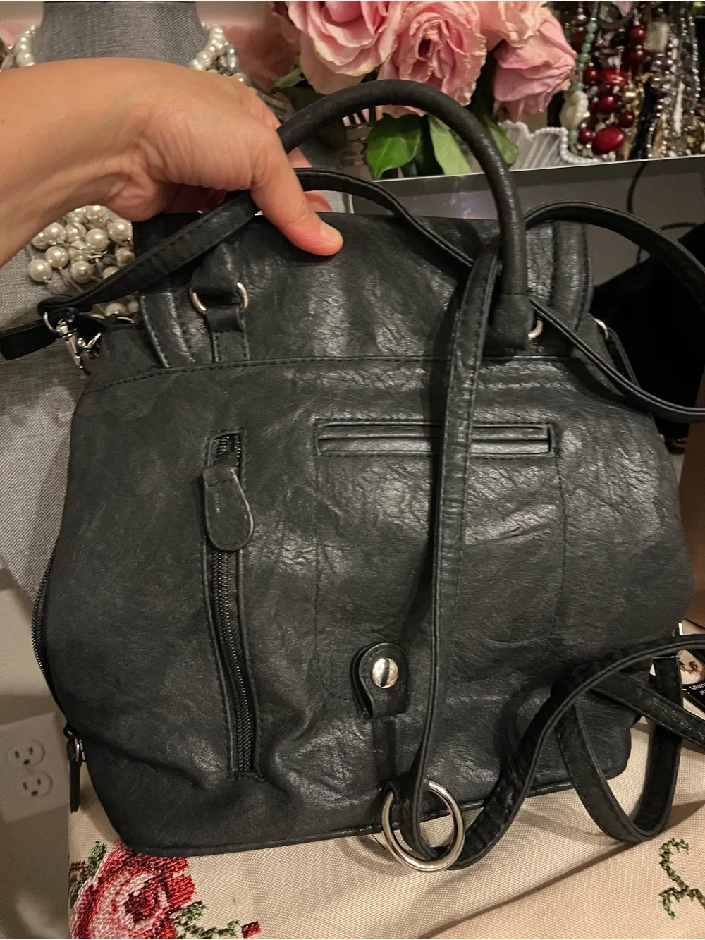Black Multi Sac brand  Crossbody Bag -